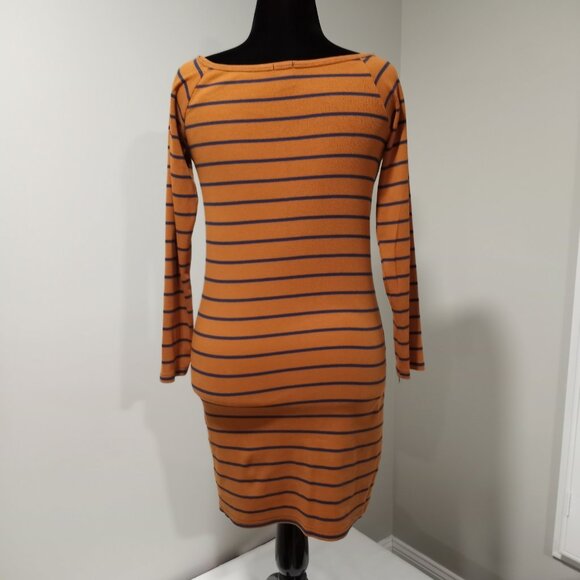RUE 21 BROWN|BLUE STRIPED JERSEY DRESS WITH GOLD BUTTONS WOMEN SIZE XL - Picture 8 of 9